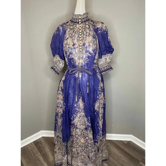 Zimmermann Blue and Gold Maxi Dress - Picture 6 of 11